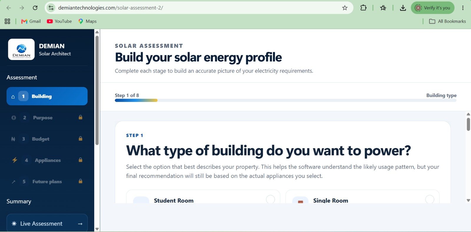 Demian Solar Architect solar assessment application