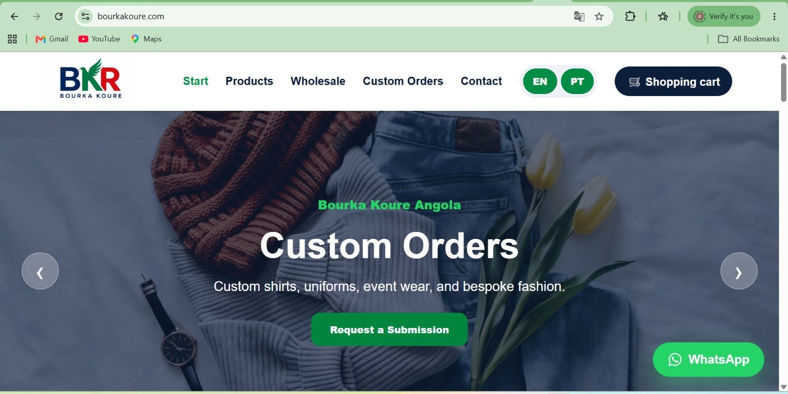 Bourka Koure custom e-commerce website