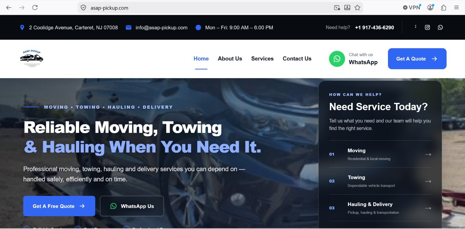 ASAP Pickup logistics service website